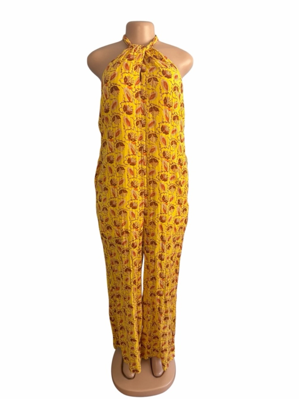 3/$30 ☀️ INC International Concepts Yellow Floral Printed Halter-Neck Jumpsuit
